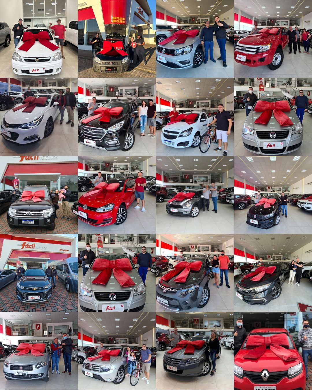 Mosaico de entregas de carros vendidos pela loja